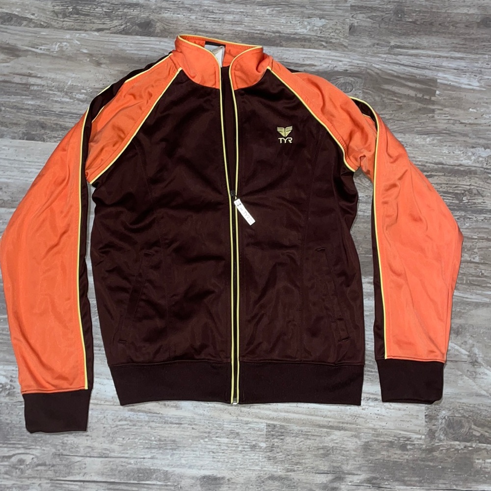 TYR Brown and Orange zip up Track Jacket